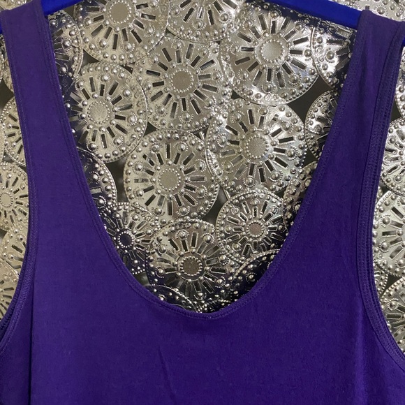 2 Express sequin front tank tops, size large. 1 purple and 1 gold. Sold as set. - Picture 6 of 10